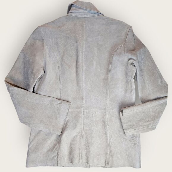 Massini Neutral Ivory Beige Leather Trench Medium - Picture 13 of 14